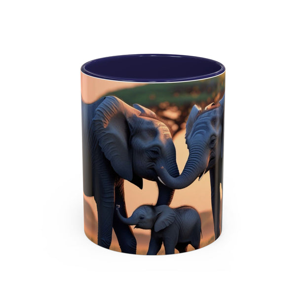 Elephant Family Accent Coffee Mug - Perfect Gift for Wildlife Lovers, Tea Lovers, Home Decor, Nature Enthusiasts, Animal Lovers