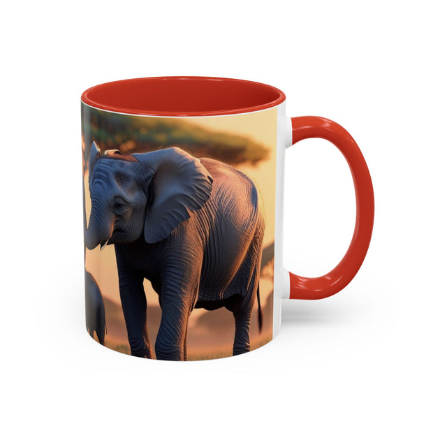 Elephant Family Accent Coffee Mug - Perfect Gift for Wildlife Lovers, Tea Lovers, Home Decor, Nature Enthusiasts, Animal Lovers