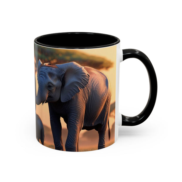 Elephant Family Accent Coffee Mug - Perfect Gift for Wildlife Lovers, Tea Lovers, Home Decor, Nature Enthusiasts, Animal Lovers