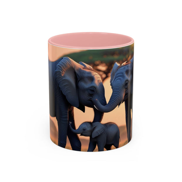 Elephant Family Accent Coffee Mug - Perfect Gift for Wildlife Lovers, Tea Lovers, Home Decor, Nature Enthusiasts, Animal Lovers