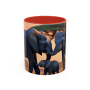 Elephant Family Accent Coffee Mug - Perfect Gift for Wildlife Lovers, Tea Lovers, Home Decor, Nature Enthusiasts, Animal Lovers