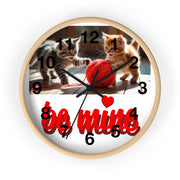 Cute Cat Wall Clock - Be Mine, Home Decor, Cat Lover Gift, Valentine's Day, Pet Decor, Unique Wall Art