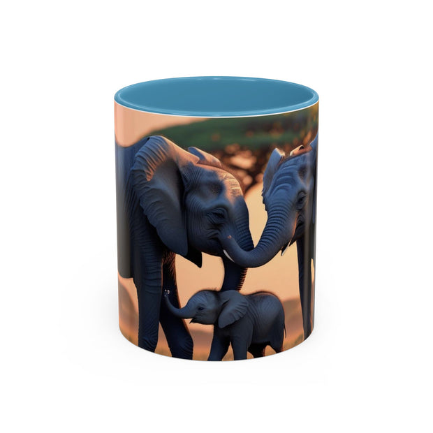 Elephant Family Accent Coffee Mug - Perfect Gift for Wildlife Lovers, Tea Lovers, Home Decor, Nature Enthusiasts, Animal Lovers