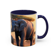 Elephant Family Accent Coffee Mug - Perfect Gift for Wildlife Lovers, Tea Lovers, Home Decor, Nature Enthusiasts, Animal Lovers