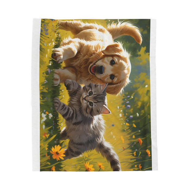 Cozy Pet-Themed Velveteen Plush Blanket | Soft Fur Throw for Cat and Dog Lovers, Perfect Gift for Christmas, Birthdays, Home Decor