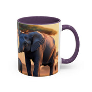 Elephant Family Accent Coffee Mug - Perfect Gift for Wildlife Lovers, Tea Lovers, Home Decor, Nature Enthusiasts, Animal Lovers
