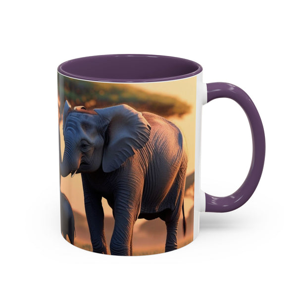 Elephant Family Accent Coffee Mug - Perfect Gift for Wildlife Lovers, Tea Lovers, Home Decor, Nature Enthusiasts, Animal Lovers