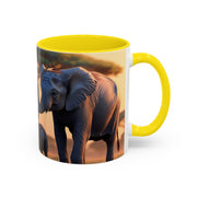 Elephant Family Accent Coffee Mug - Perfect Gift for Wildlife Lovers, Tea Lovers, Home Decor, Nature Enthusiasts, Animal Lovers