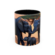 Elephant Family Accent Coffee Mug - Perfect Gift for Wildlife Lovers, Tea Lovers, Home Decor, Nature Enthusiasts, Animal Lovers