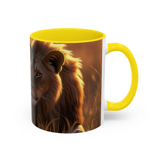 Majestic Lion Accent Coffee Mug | Animal Lover Gift, Wildlife Decor, Unique Mug, Gift for Her, Nature Enthusiast