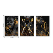 Black Gold African Wall Art Black Queen Canvas African American Woman Picture...