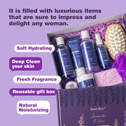 Bath and Body Gift Basket for Women and Men - Lavender Relaxing Spa Set with Massage Body Rush, Bath Bomb - Birthday Gifts for Her, Mom - Unique Self Care Idea