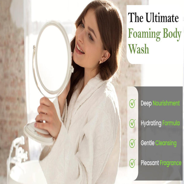 "Moisturizing body wash with lavender and rose extracts"