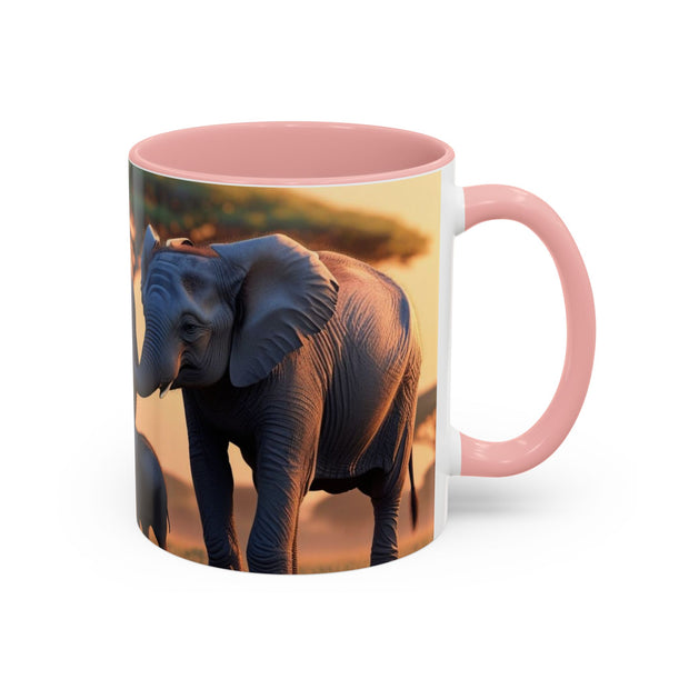 Elephant Family Accent Coffee Mug - Perfect Gift for Wildlife Lovers, Tea Lovers, Home Decor, Nature Enthusiasts, Animal Lovers