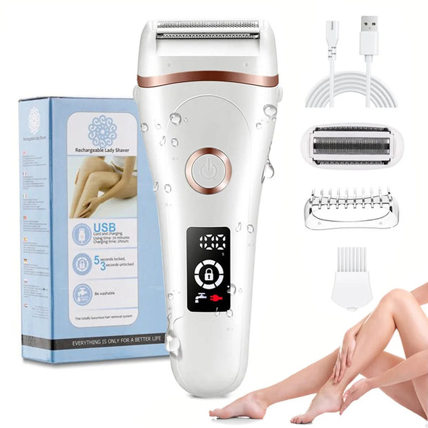 Electric Shaver for Women, Painless Womens Electric Razors 3 in 1 Cordless Lady Shaver, Wet & Dry Rechargeable Bikini Trimmer Body Hair Removal for Legs Arm Armpit - LED Display