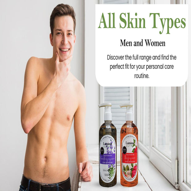 "Moisturizing body wash with lavender and rose extracts"