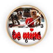 Cute Cat Wall Clock - Be Mine, Home Decor, Cat Lover Gift, Valentine's Day, Pet Decor, Unique Wall Art