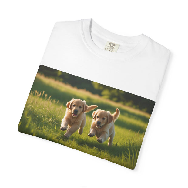 Playful Puppy Garment-Dyed T-Shirt, Cute Dog Shirt, Animal Lover Gift, Casual Wear, Birthday Gift, Pet-Themed Apparel