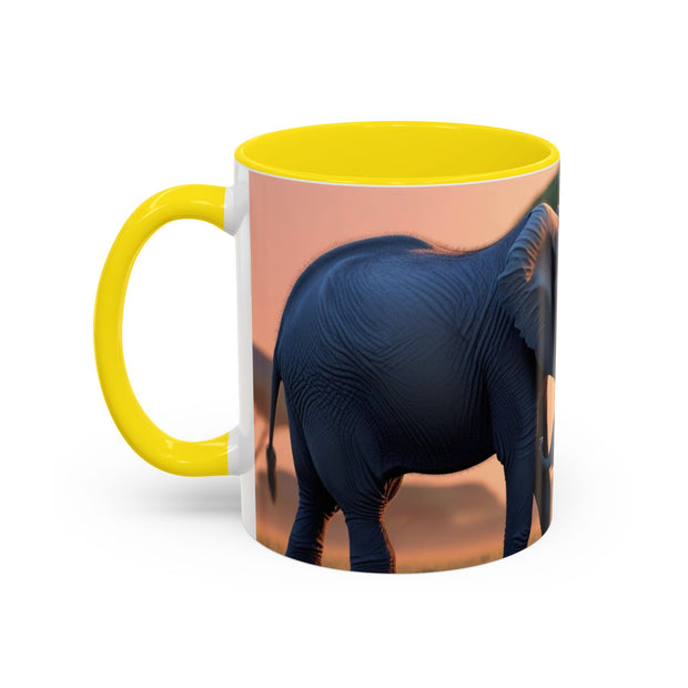 Elephant Family Accent Coffee Mug - Perfect Gift for Wildlife Lovers, Tea Lovers, Home Decor, Nature Enthusiasts, Animal Lovers