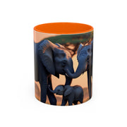 Elephant Family Accent Coffee Mug - Perfect Gift for Wildlife Lovers, Tea Lovers, Home Decor, Nature Enthusiasts, Animal Lovers