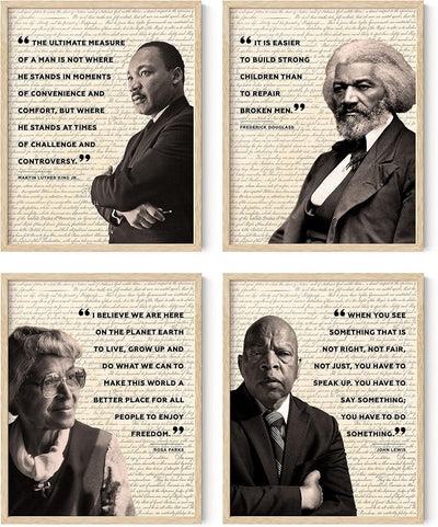 Black History Posters for Classroom - African American Art, Black History Month Decorations & African American Posters for Classroom, Quotes (Beige Frame, 11X14)
