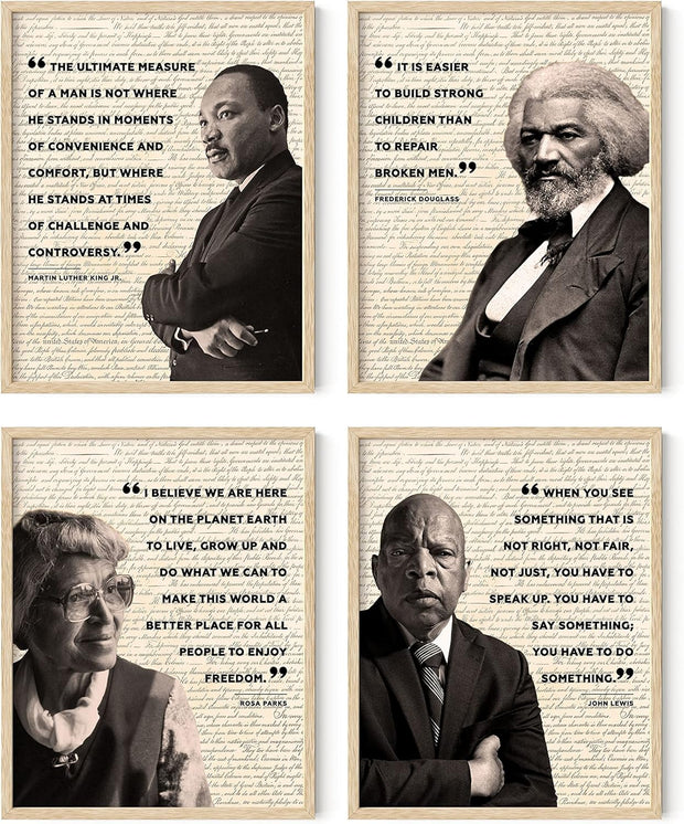 Black History Posters for Classroom - African American Art, Black History Month Decorations & African American Posters for Classroom, Quotes (Beige Frame, 11X14)