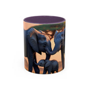 Elephant Family Accent Coffee Mug - Perfect Gift for Wildlife Lovers, Tea Lovers, Home Decor, Nature Enthusiasts, Animal Lovers
