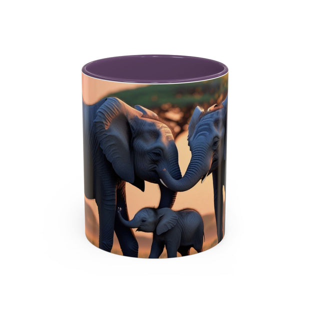 Elephant Family Accent Coffee Mug - Perfect Gift for Wildlife Lovers, Tea Lovers, Home Decor, Nature Enthusiasts, Animal Lovers