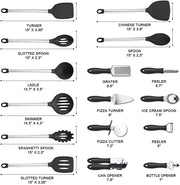 , 42Pc Kitchen Utensil Set, Nylon & Stainless Steel, Cooking & Baking Set, Black