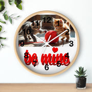 Cute Cat Wall Clock - Be Mine, Home Decor, Cat Lover Gift, Valentine's Day, Pet Decor, Unique Wall Art