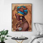African Art Woman Painting Prints on Canvas Beauty Girl Scandinavian Posters Wall Art Home for Living Room