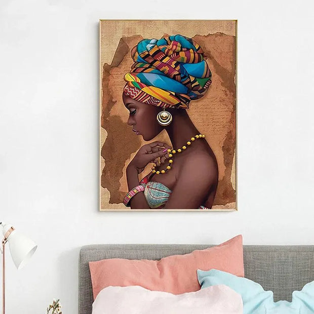 African Art Woman Painting Prints on Canvas Beauty Girl Scandinavian Posters Wall Art Home for Living Room