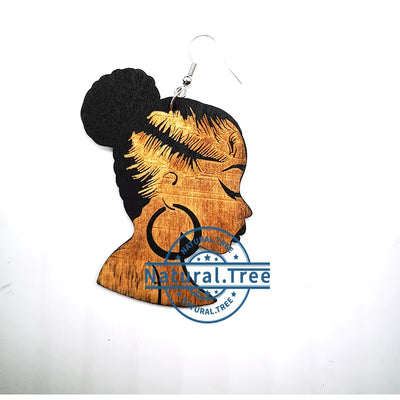 Newest African American Girl Wooden Earrings