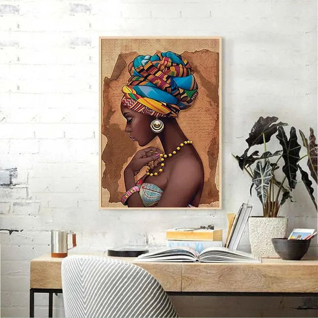 African Art Woman Painting Prints on Canvas Beauty Girl Scandinavian Posters Wall Art Home for Living Room