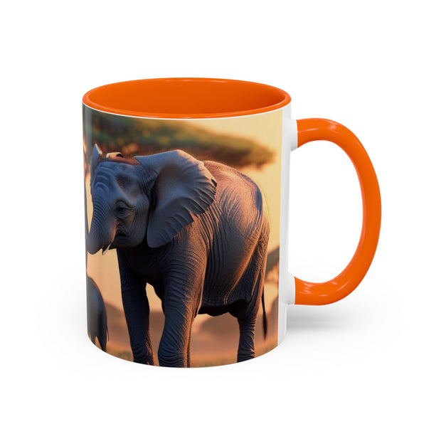 Elephant Family Accent Coffee Mug - Perfect Gift for Wildlife Lovers, Tea Lovers, Home Decor, Nature Enthusiasts, Animal Lovers