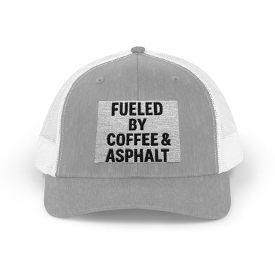 Fueled by Coffee Trucker Cap - Perfect Gift for Coffee Lovers, Outdoor Enthusiasts, Road Trips, Casual Wear, Everyday Adventure
