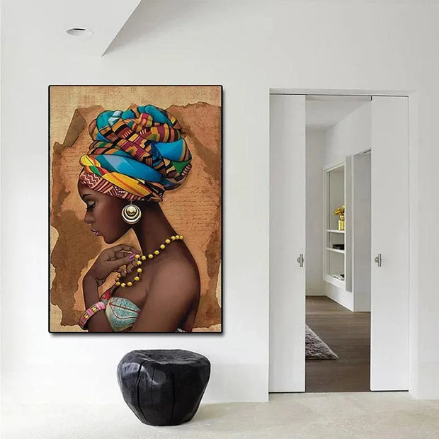 African Art Woman Painting Prints on Canvas Beauty Girl Scandinavian Posters Wall Art Home for Living Room