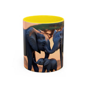 Elephant Family Accent Coffee Mug - Perfect Gift for Wildlife Lovers, Tea Lovers, Home Decor, Nature Enthusiasts, Animal Lovers