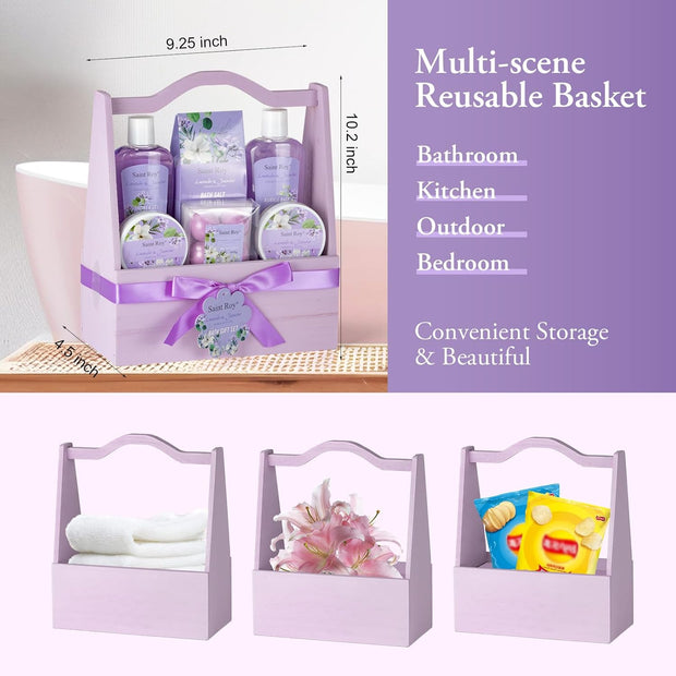 Bath and Body Gift Basket Set for Women - Jasmine Christmas Gifts for Women, Spa Gift Basket 13-Piece Bath Gift Set, Gift Set for Ladies Body & Bath Gifts Set Lavender Gift Baskets for Mom