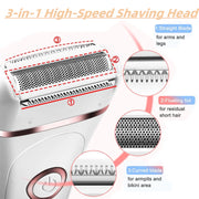 Electric Shaver for Women, Painless Womens Electric Razors 3 in 1 Cordless Lady Shaver, Wet & Dry Rechargeable Bikini Trimmer Body Hair Removal for Legs Arm Armpit - LED Display