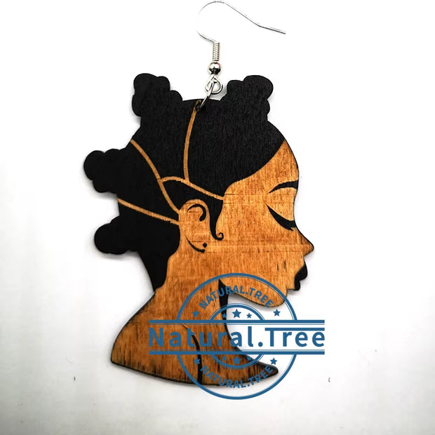 Newest African American Girl Wooden Earrings