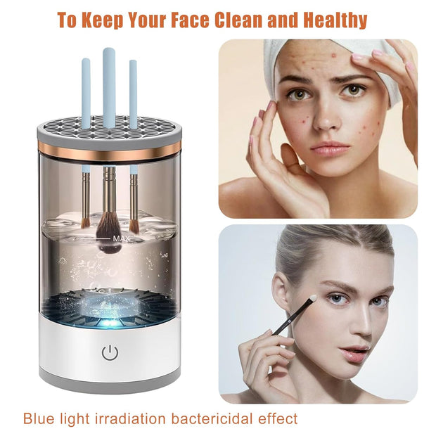 Makeup Brush Cleaners Electric Makeup Brush Cleaner, Brushly Pro Cosmetic Brush Cleaner Machine,Automatic Electric Makeup Brush Cleaner and Dryer with Brush Clean Mat Fit for All Size Makeup Brush