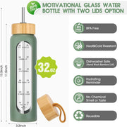 Motivational Glass Water Bottle