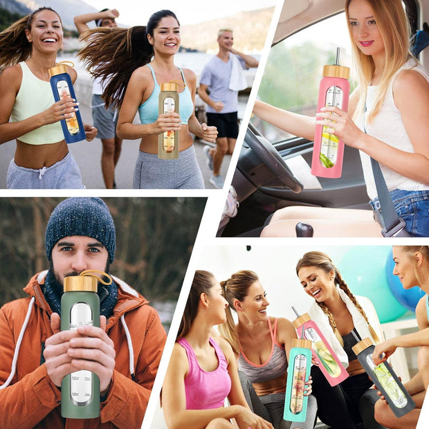 Motivational Glass Water Bottle