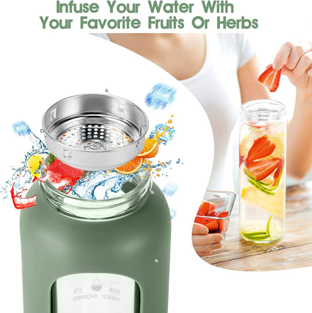 Motivational Glass Water Bottle