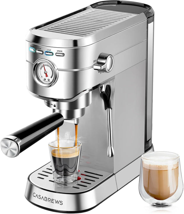 Compact Silver Espresso Brewer