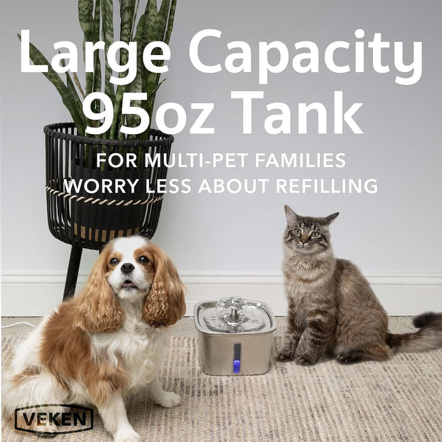 Veken Stainless Pet Water Fountain