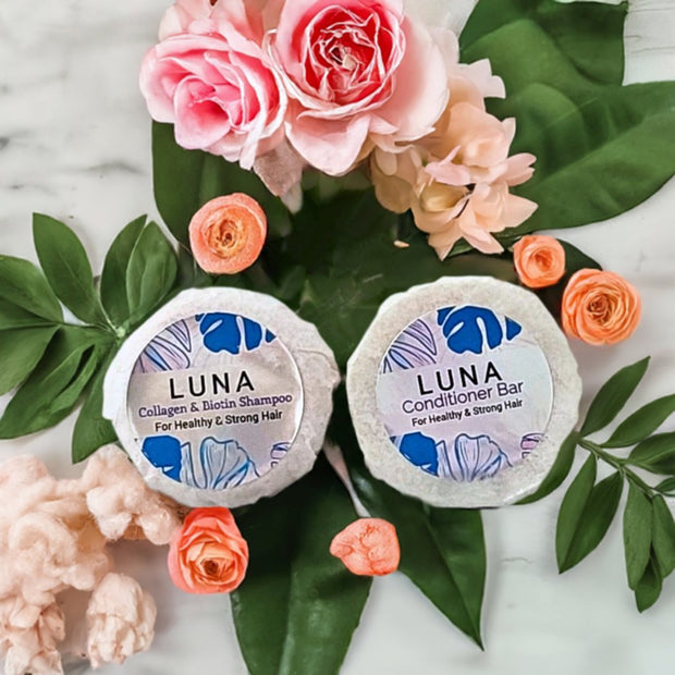 "Strengthening shampoo and conditioner with collagen and biotin for thicker, fuller hair